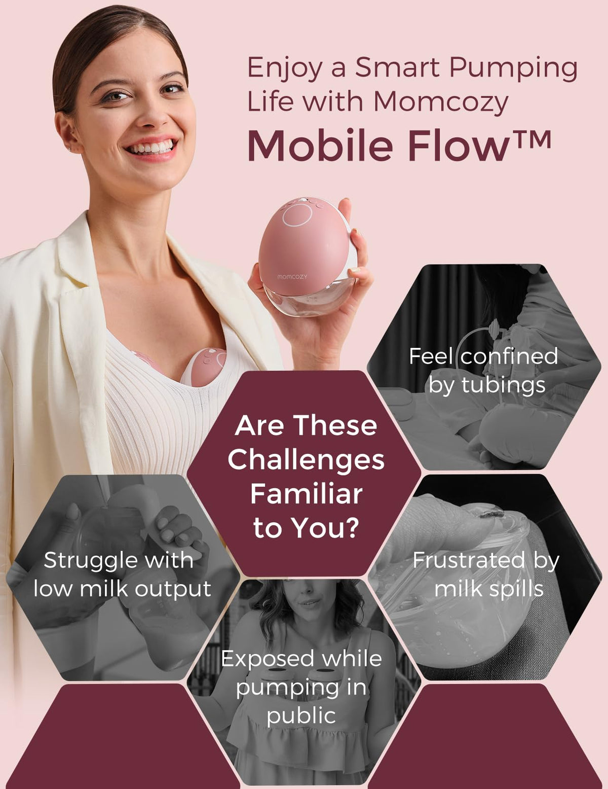 Momcozy Full Set Collector Cup Only Compatible with Momcozy M5 NOT for Others. Original M5 Breast Pump Replacement Accessories (160ml, with Double-Sealed Flange 24mm)
