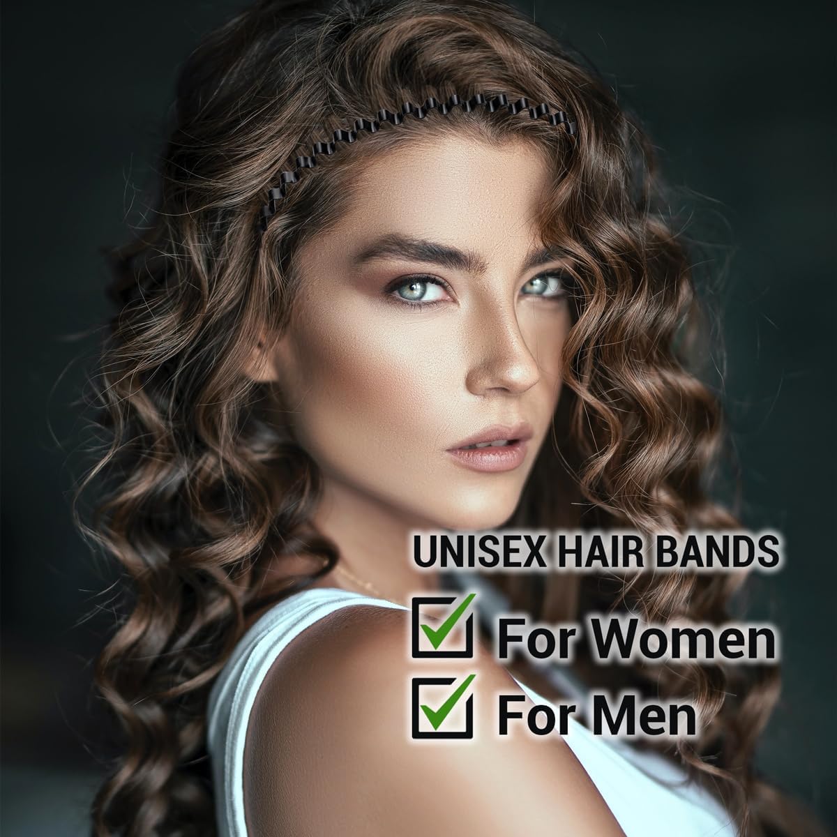 3PCS Metal Hair Bands for Men Non-Slip Black