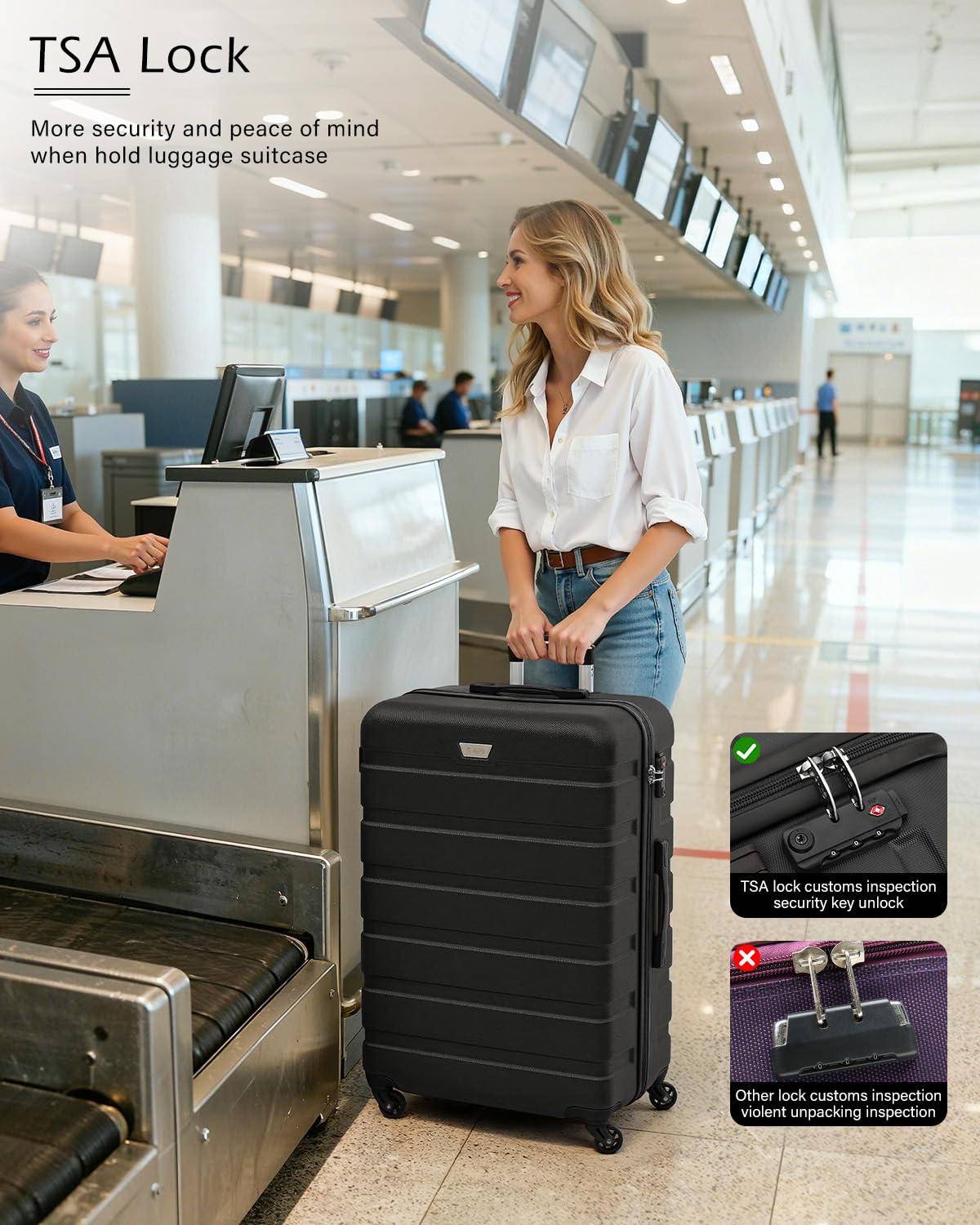 COOLIFE 28 Inch Large Suitcase, ABS+PC, Lightweight Hard Shell Luggage
