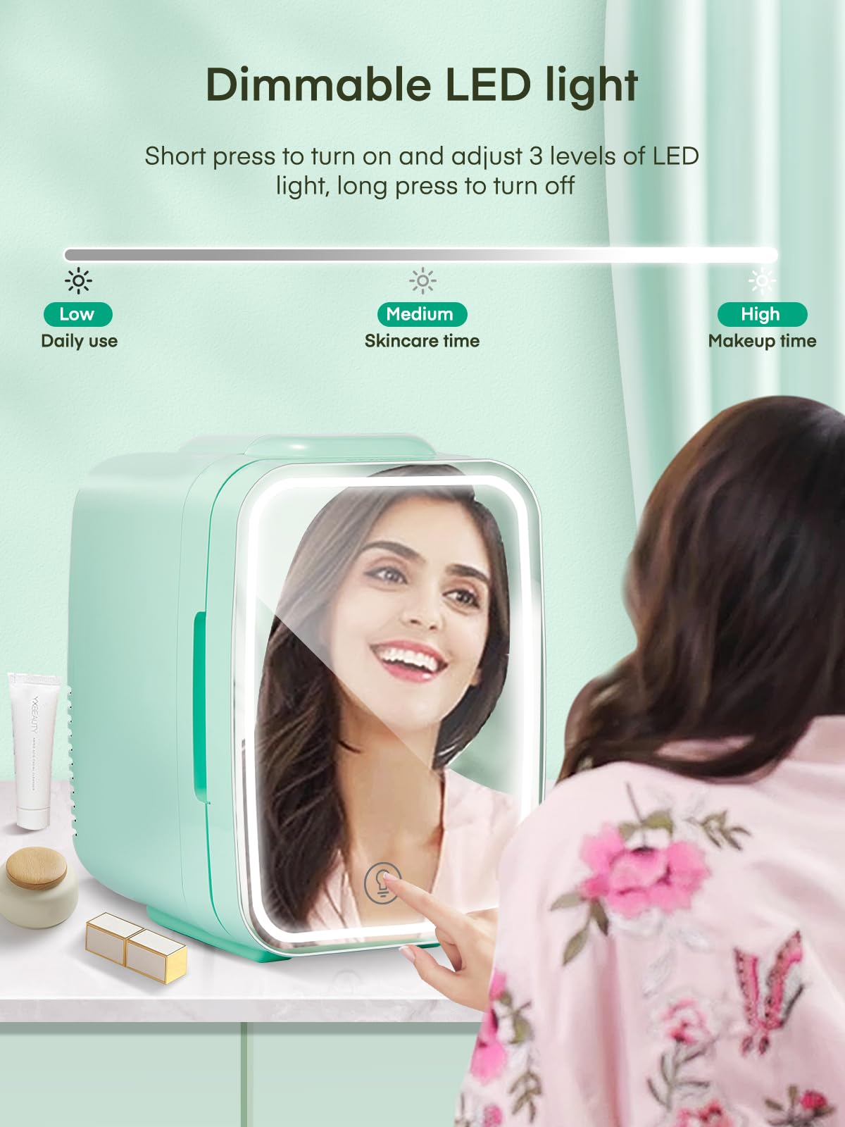 FOHERE Mini Fridge for Bedrooms, 5L/6 Can Portable Skincare Fridge