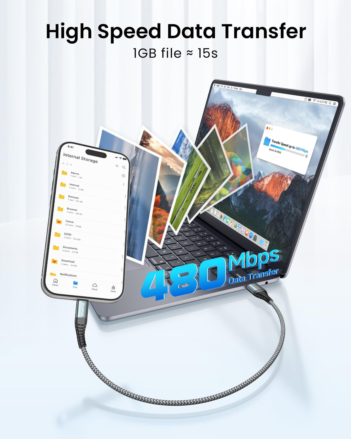 ZKAPOR Short USB C Cable 15CM, Type C Charger Cable 3A Fast Charging USB C