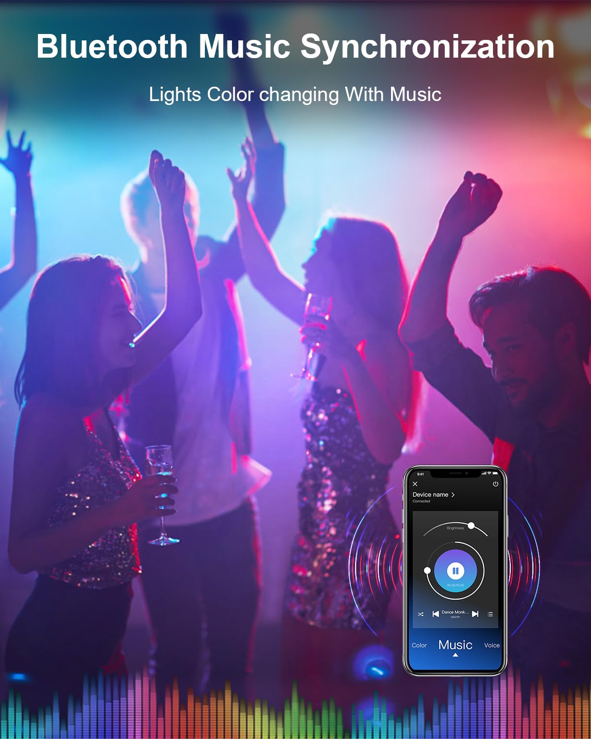 Nexillumi 10M LED Strip Lights, Smart Bluetooth Light Strips with App & Remote, Colour Changing LED Tape Lights, Music Sync Dimmable RGB Lighting for Bedroom, Living Room, Kitchen, Ceiling & Party