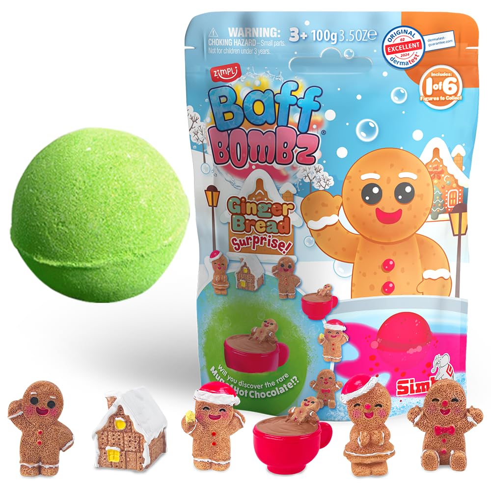 ZIMPLI - Large Christmas Duck Surprise Bath Bomb, 1 of 6 Duck Toys to Collect, One per Baff Bomb, Christmas Toys for Children, Bath Toy Stocking Fillers