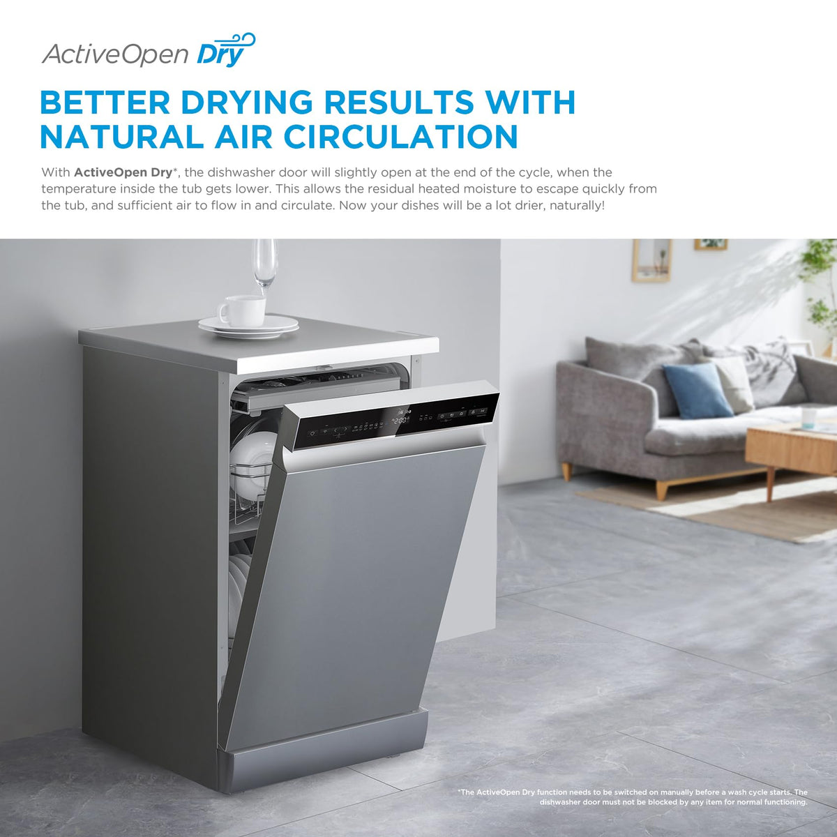 Midea 60cm Freestanding Dishwasher, 14 Settings, Stainless Steel