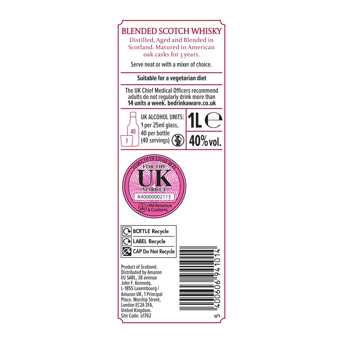 by Amazon Vodka | 37.5% ABV | 1L | Triple Distilled in the UK | Award-Winning Smooth Vodka | For Cocktails & Mixing