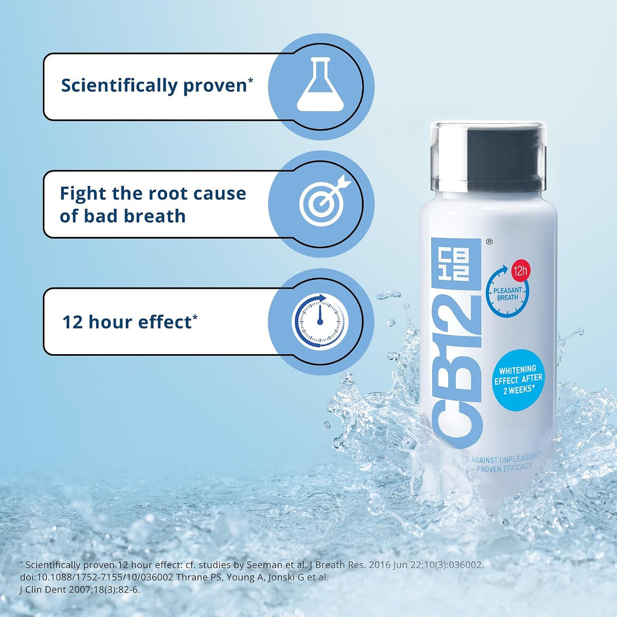 CB12 Whitening Mouthwash Alcohol Free for 12H Bad Breath Treatment 250ml