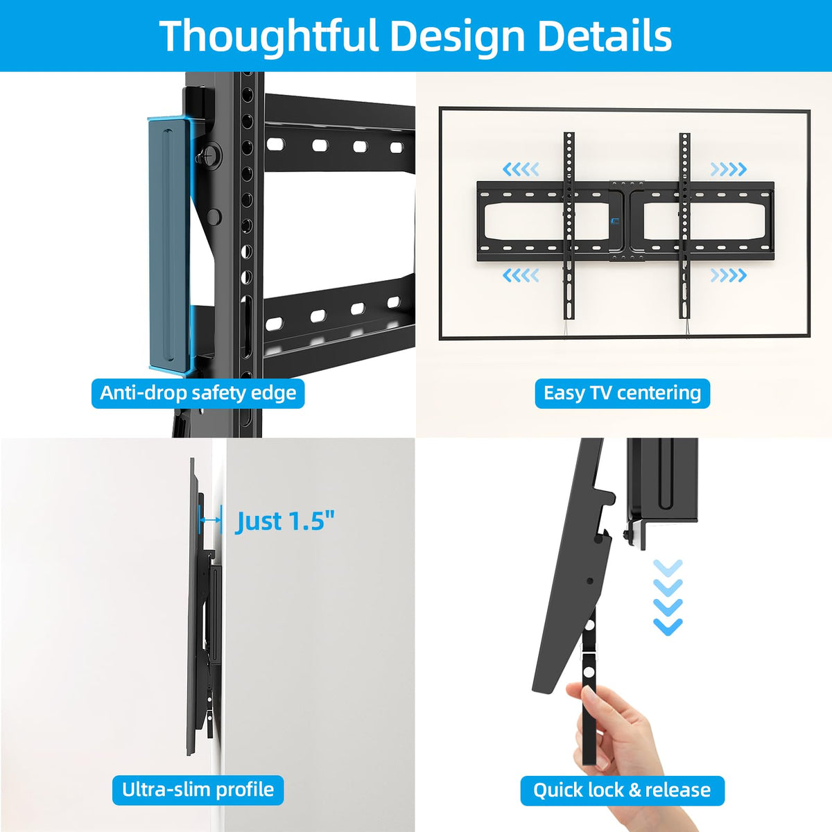 HOME VISION Heavy Duty Fixed TV Wall Bracket for 32-86 Inch Flat Screens