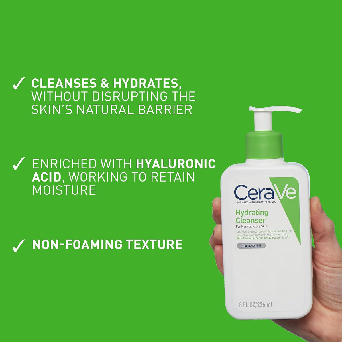 CeraVe Hydrating Cleanser for Normal to Dry Skin with Hyaluronic Acid 236ml