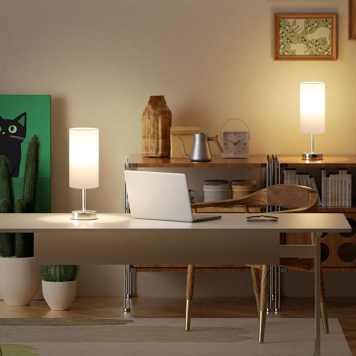 Aooshine Grey Table Lamp, 3-Way Dimmable, USB A + C Charging