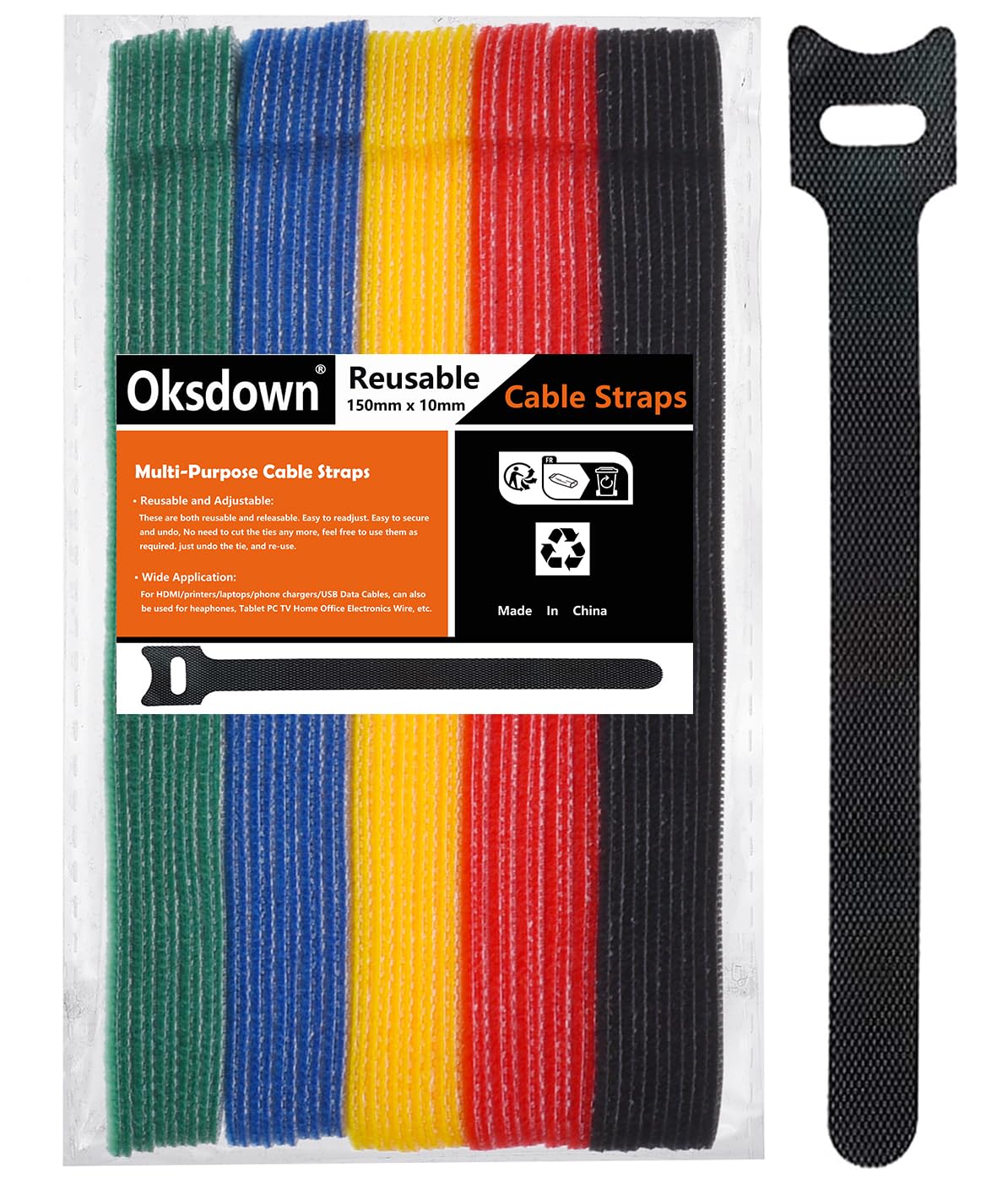 Reusable Cable Ties Black 100 Pack Cable Straps Adjustable Releasable Wire Ties Hook and Loop Cable Tie Tidy for Desk Compatible PC Cable Management Cord Organiser