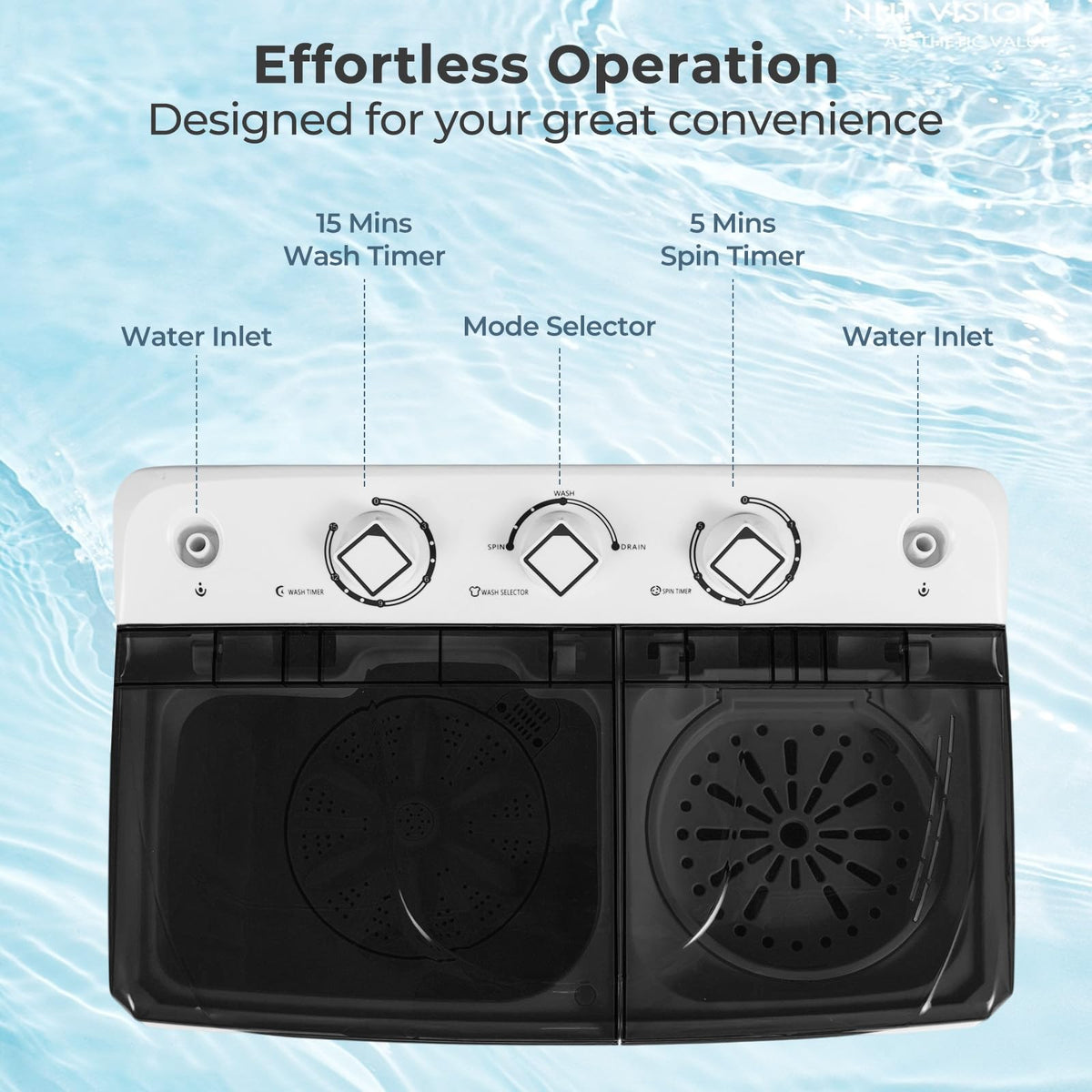 TANGZON Twin Tub Washing Machine, 8KG Portable Washing Machine Spin Dryer