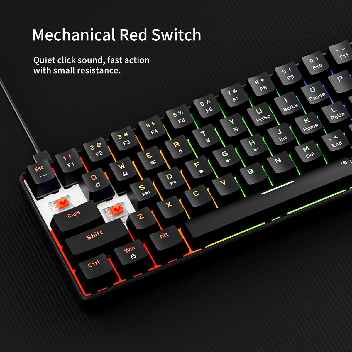 NEWMEN GM611 Gaming Keyboard,60% Percent Mechanical Keyboard Red Switches