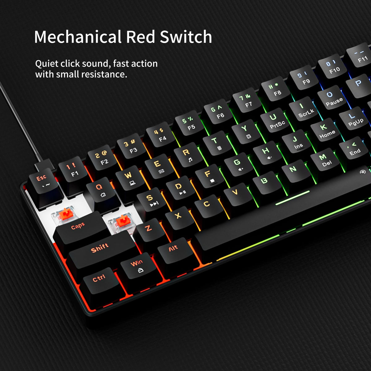 NEWMEN GM611 Gaming Keyboard,60% Percent Mechanical Keyboard Red Switches