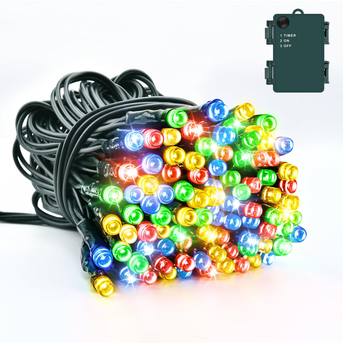 Dalugo Halloween Decoration Lights, 5M 50 LED Orange Purple White Fairy Lights with Timer, IP65 Waterproof Battery Powered Lights for Indoor Outdoor Autumn Halloween Decorations(Green Wire)