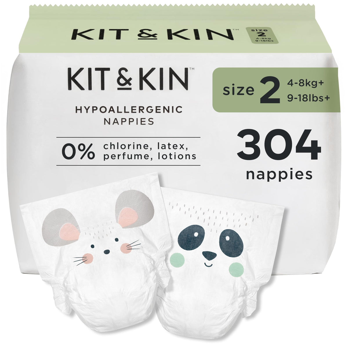 Kit & Kin Premium Baby Nappies Size 4 | 9-14 kgs / 20-31 lbs | Pack of 256 Nappies | Plant-Based Materials On Baby's Skin | Hypoallergenic | Superior up to 12 Hour Leak Protection