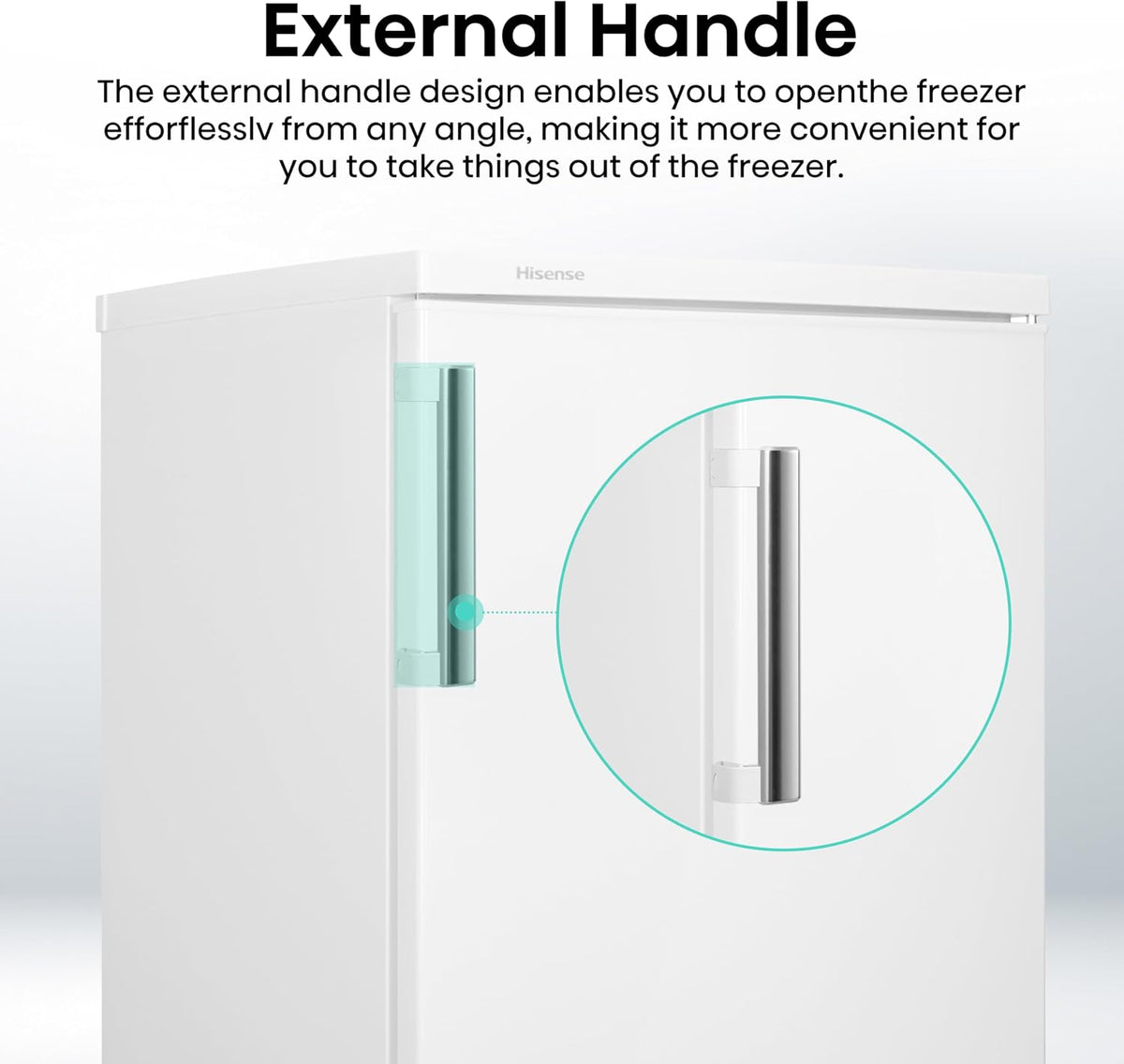 Hisense FV105D4BW21 56cm Under-Counter Freezer, 82-Litre Capacity, Reversible Door, 3 Freezer Drawers, White, E Rated