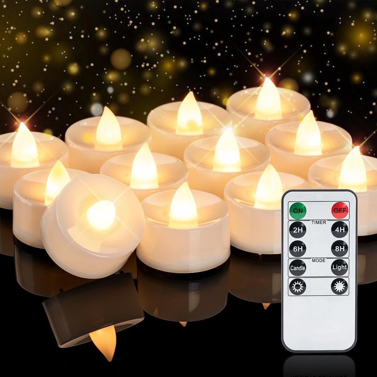 Homemory Led Battery Operated Tea Lights, Fake Electric Flickering Candles