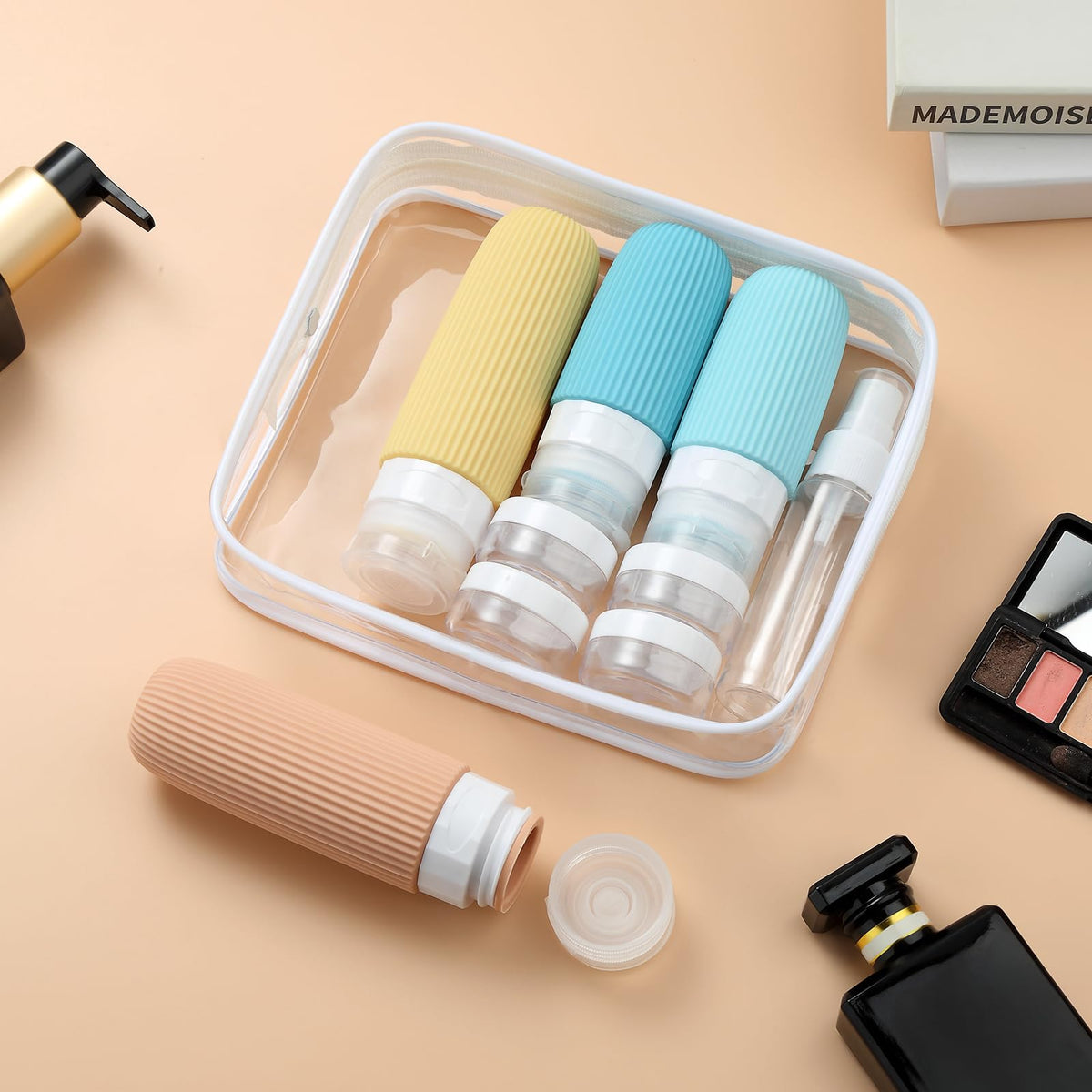 Mrsdry Travel Bottles for Toiletries, 16 Pack Silicone Travel Bottles Set, Leakproof Travel Size Toiletries, BPA Free Travels Containers for Toiletries, Traveler Accessories for Shampoo Conditioner