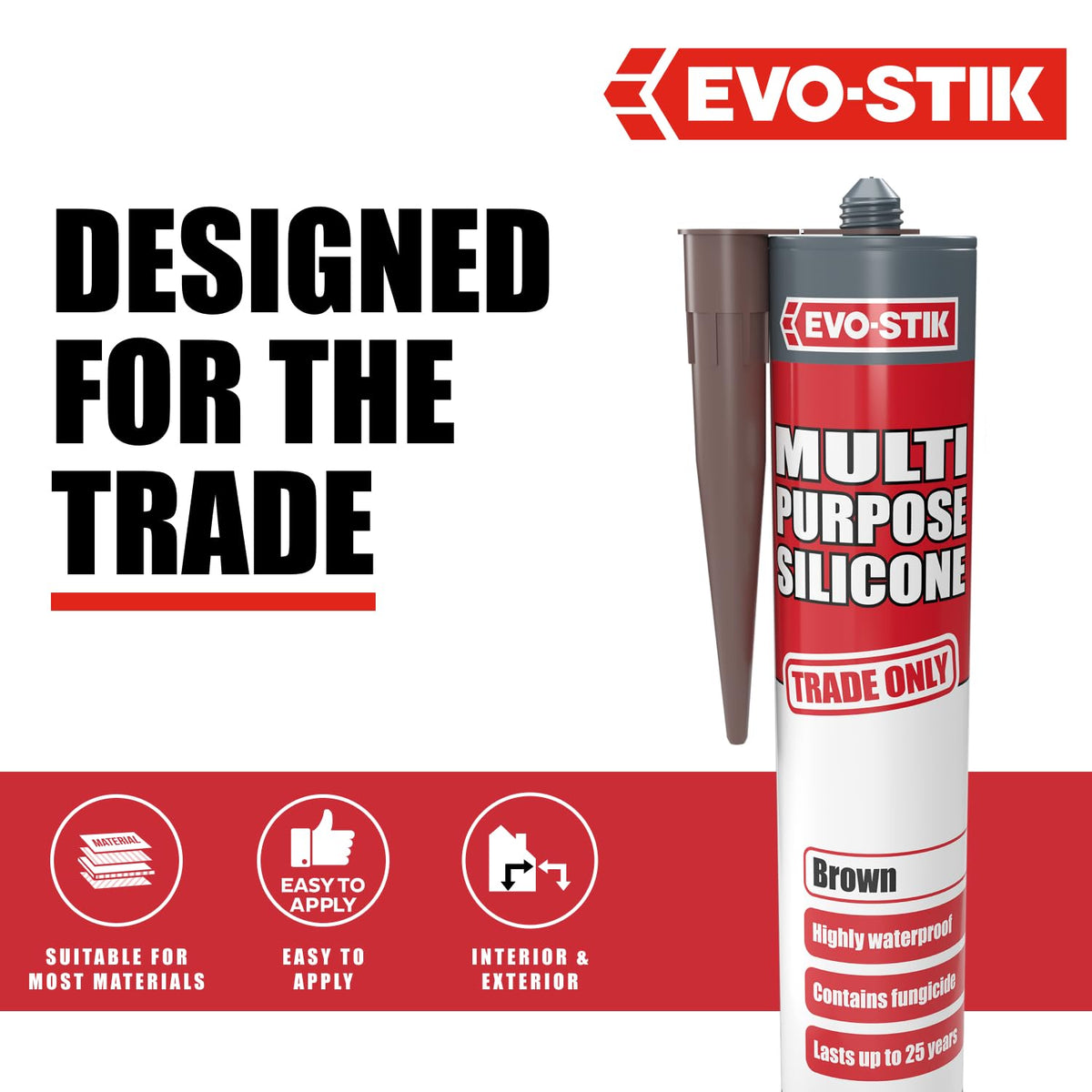EVO-STIK Multipurpose Silicone Sealant Clear - Waterproof - Mould Resistant