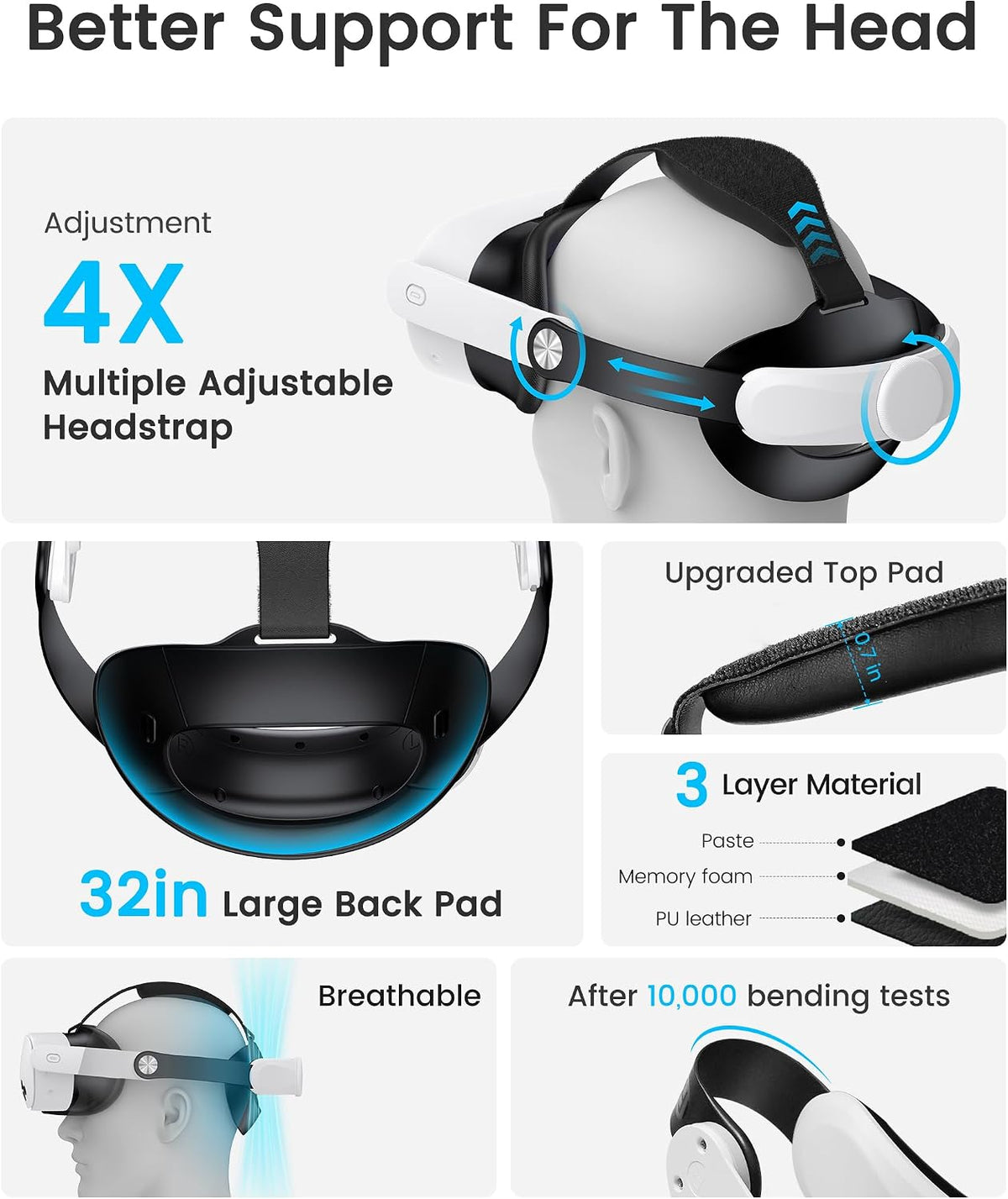 Comfort Head Strap for Meta Quest 3/3S/Meta Quest 2,VR Headset Elite Strap Replacement for Oculus Quest 3/3S/2 Accessories,Stable Elite Strap Pressure-Reduce Headstrap
