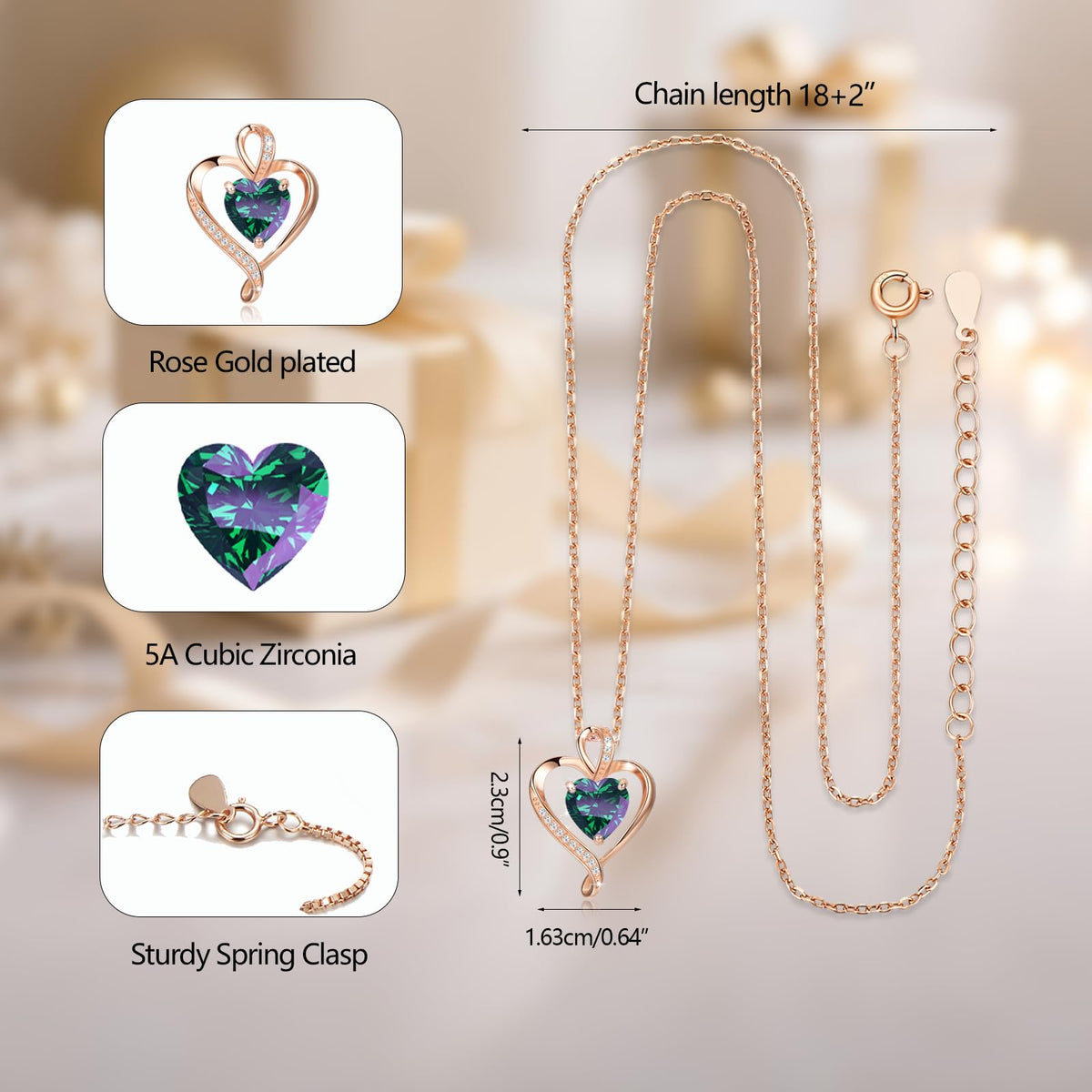 LAVUMO Heart Necklace for Women 925 Sterling Silver Love Pendant Jewellery