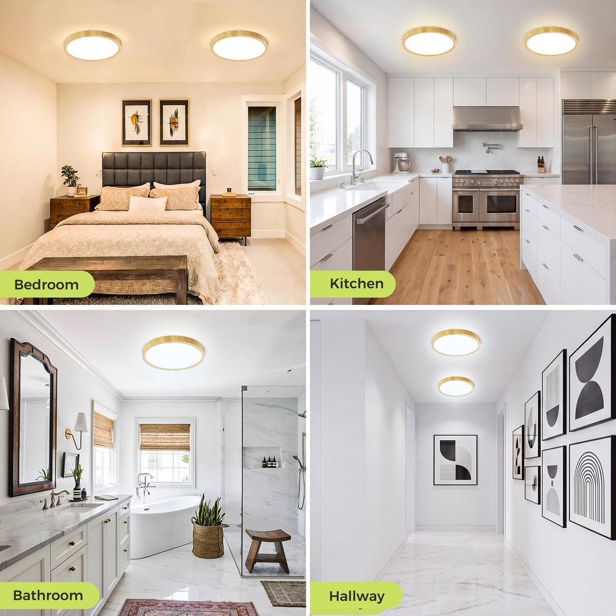 hepside 2 Pack Bathroom Ceiling Light 30cm, 3000K/3500K/4000K/5000K/6500K 5CCT LED Ceiling Lights, 24W, Modern, Waterproof, Round Flush Mount for Bathroom, Kitchen, Bedroom, Hallway