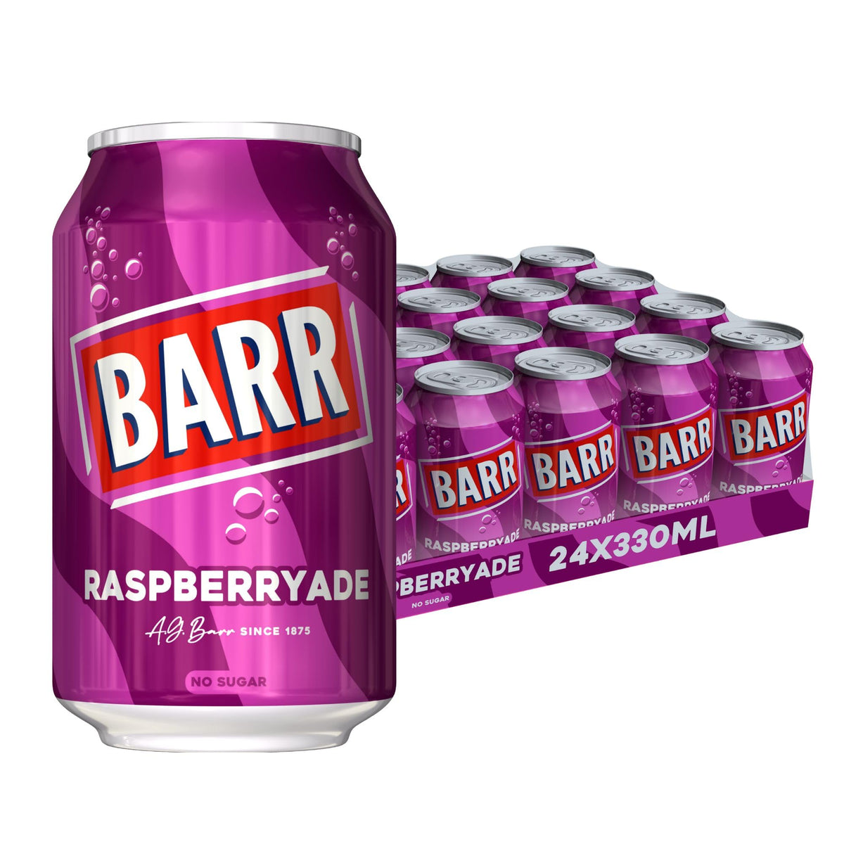 Barr Cream Soda Zero Sugar Sparkling Soft Drink, 24 Pack, 330ml Cans