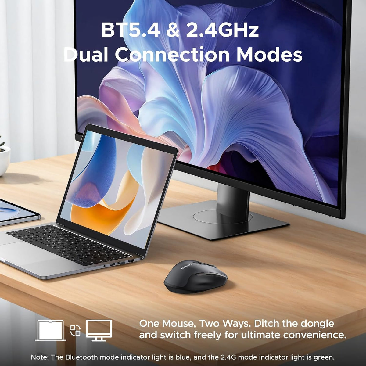 UGREEN Wireless Mouse, Bluetooth Mouse & USB Dual Modes Computer Mouse