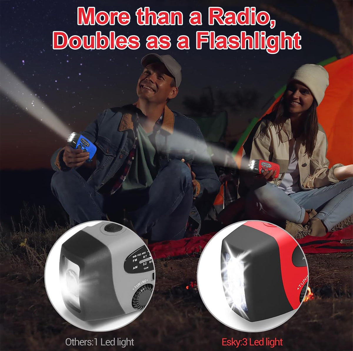 SOLARBABY Wind Up Solar Radio, Emergency Hand Crank Self Powered AM/FM Survival Solar Weather Radio with LED Flashlight,SOS Alarm,2000mAh Emergency Power Bank for Smart Phone (M-Orange)