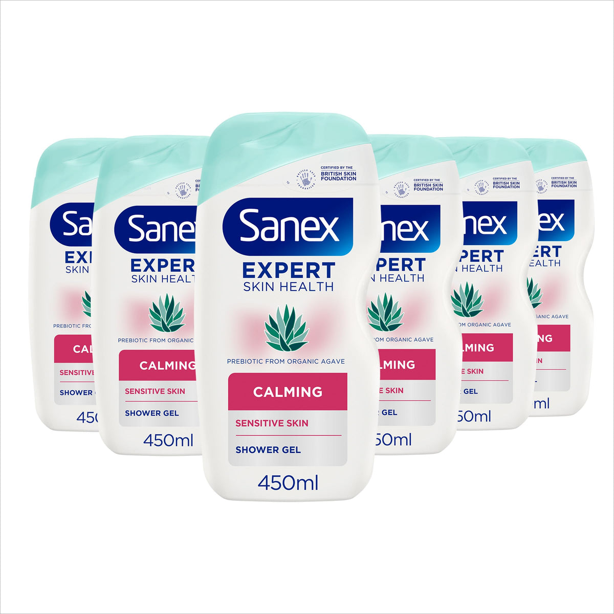 Sanex Body Wash - Expert Skin Health - Hypoallergenic Shower Gel - Dermatologist Tested Gentle for Very Sensitive Skin - Multipack - 6 Pack - 450ml Bottles