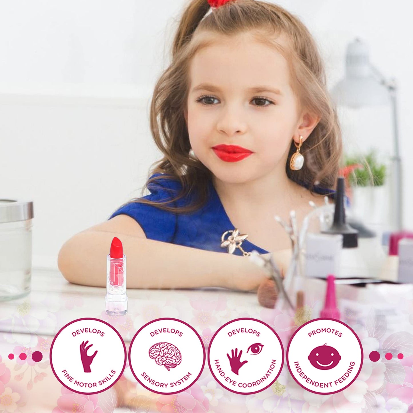 Kids Makeup Sets for Girls Toys - 74PCS Washable Makeup for Kids with Mirror, Real Dressing Table with Stand, Princess Play Makeup Kit Perfect for 3 4 5 6 7 8-12 Year Old Girls Birthday & Christmas