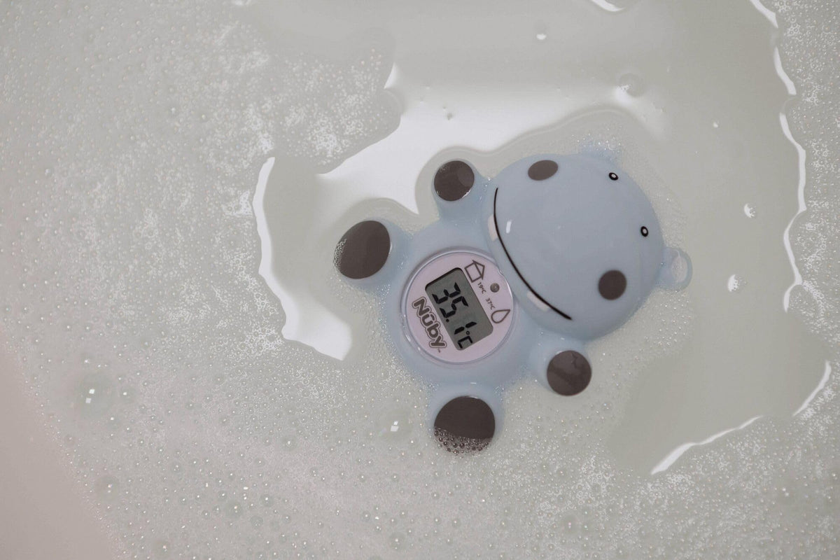 Nuby Penguin Baby Bath Thermometer - Digital Thermometer with Easy to Read Screen | BPA Free | Suitable from Birth (Grey)