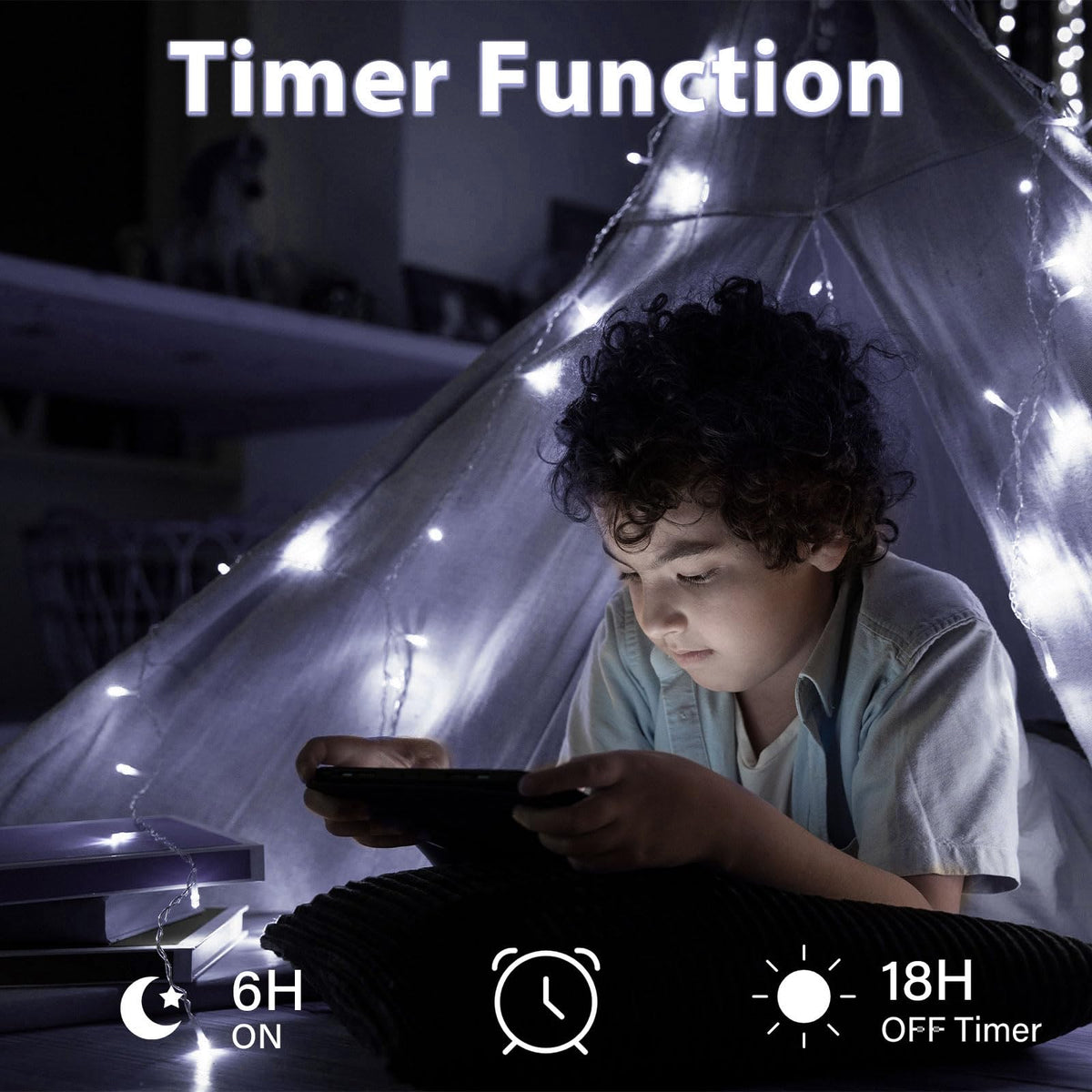 Dalugo Battery Fairy Lights, 3M 30 LED Warm White String Lights with 6h Timer, IP65 Waterproof Battery Powered Fairy Lights for Indoor Outdoor Christmas Decorations