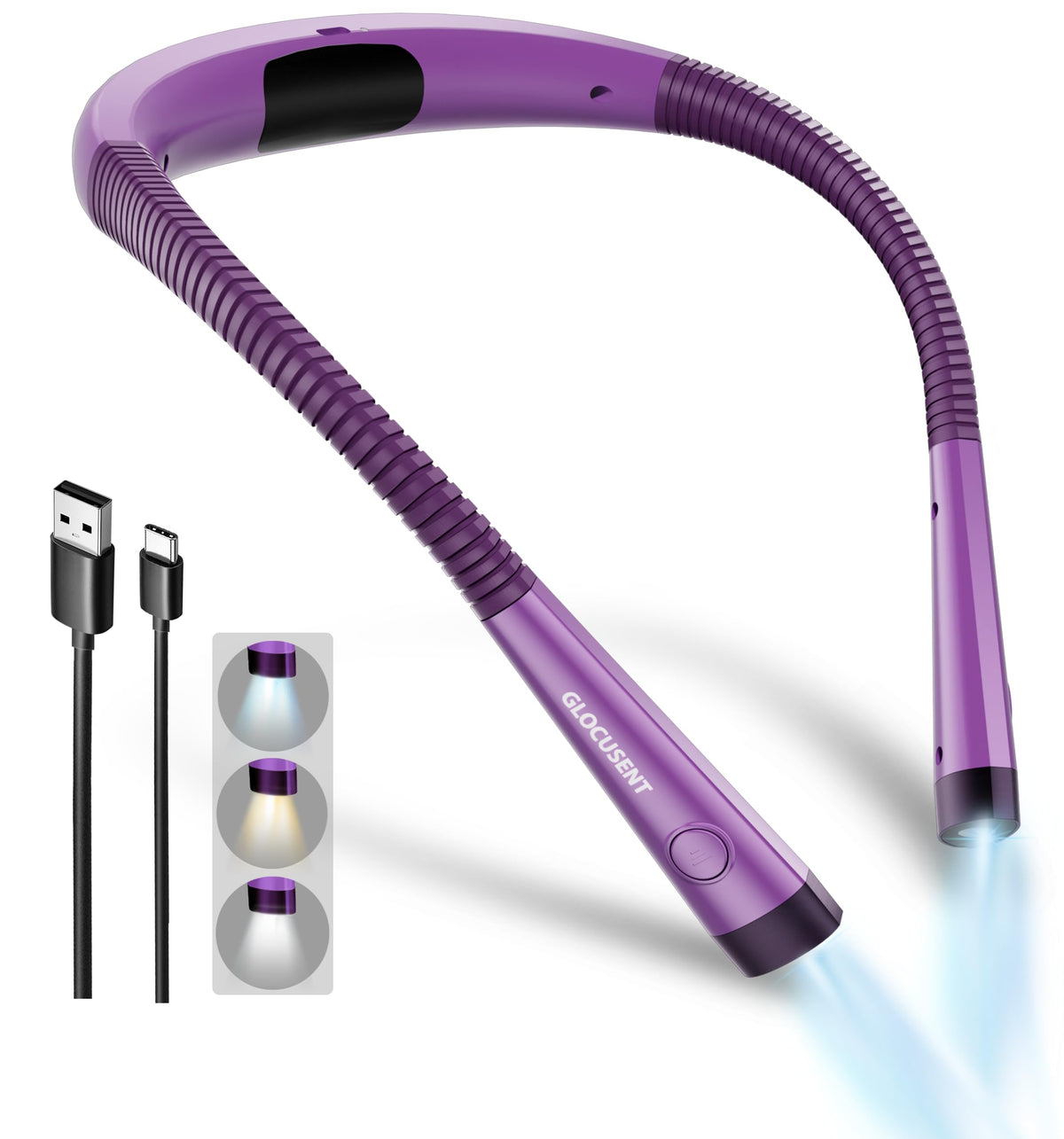 Glocusent Reading Light, Original LED Neck Lights 3 Colors 6 Brightness