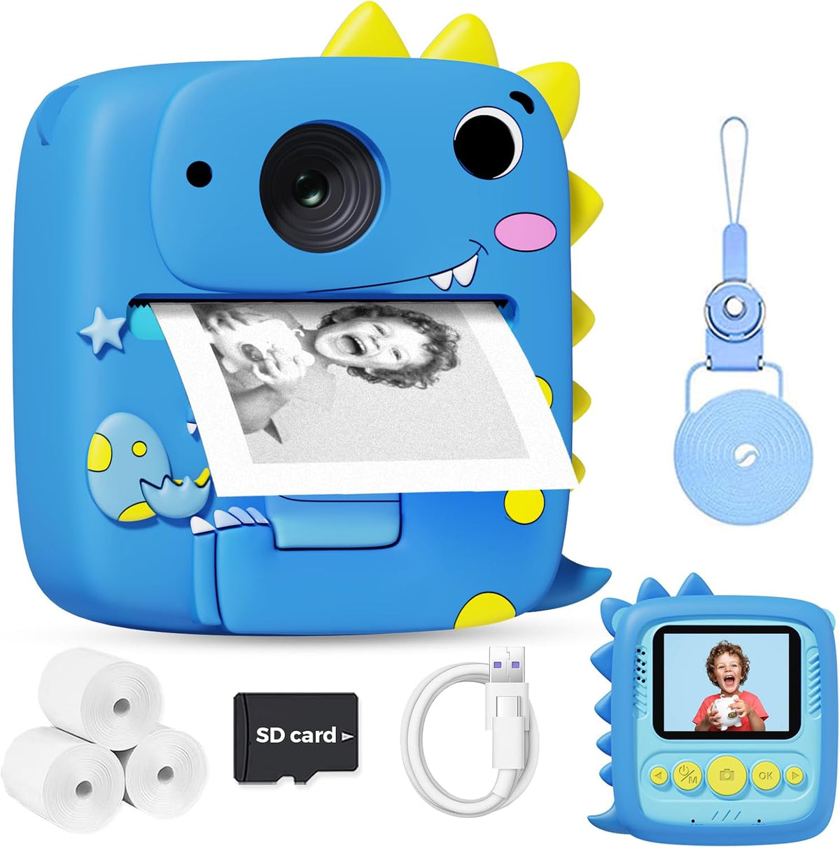 Kids Camera Instant Print, 1080P Kids Digital Camera,Boys Gifts Toys Age 3+