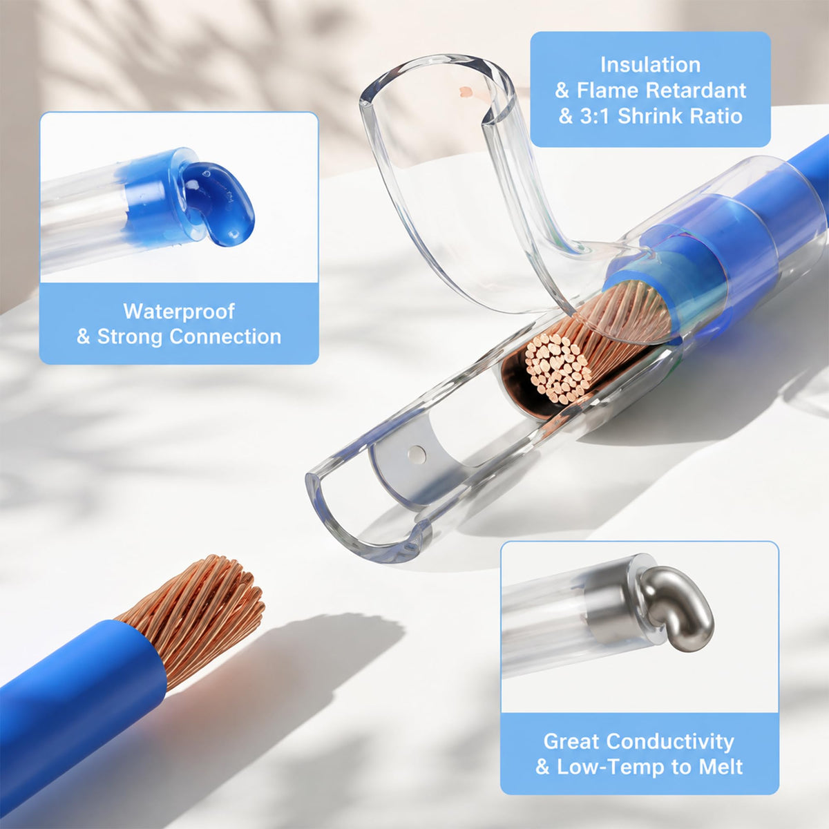 Kuject Heat-Shrink Tubing Set - 200 Pieces, Waterproof & Crimp Connector for Automotive, Marine & Boat