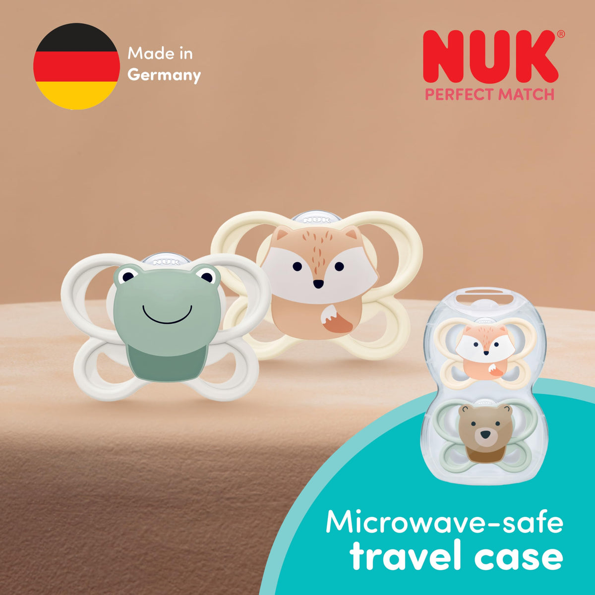 NUK Perfect Match Air Baby Dummies | 6-18 Months | Orthodontic Soothers that Promote Air Flow & Prevent Drool Rash | 95% Baby Acceptance** | Assorted | 4 Count