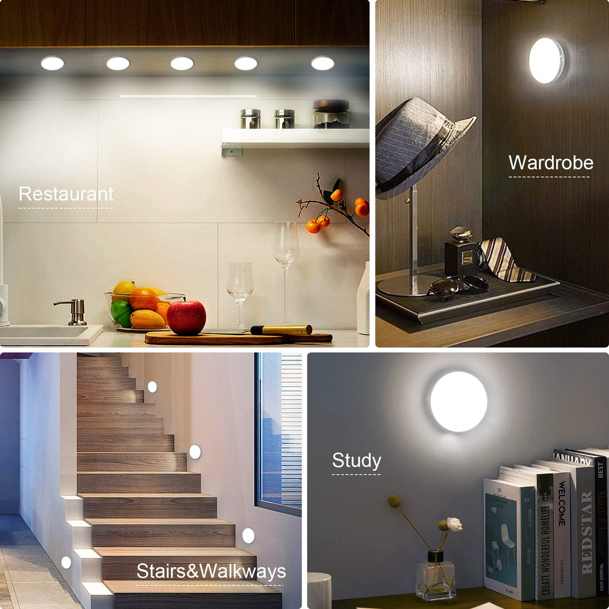 Motion Sensor Lights Indoor, 3 Pack Night Light, Warm Yellow