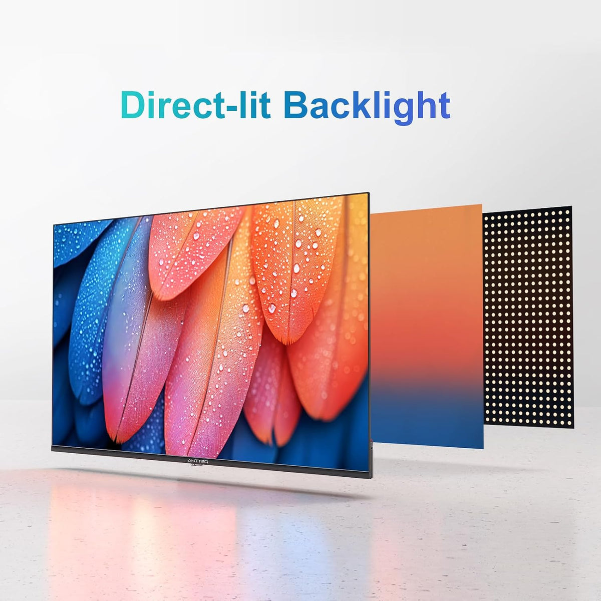 Antteq 32 Inch TV, Central Stand Design TV 720P Freeview HD Dolby Audio DVB T2/S2 LED Television, HDMI USB Media Player Monitor PS5 Xbox, Standard Nonsmart TV Small Screen for Bedroom Kitchen Black