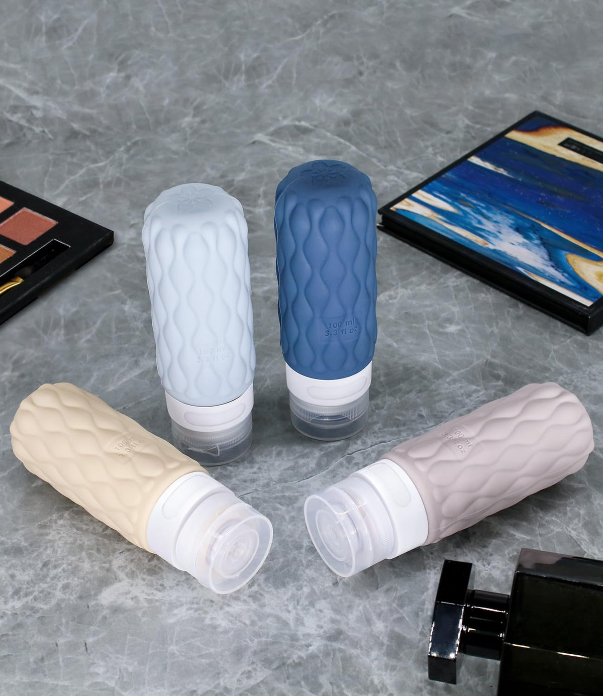 100ml Silicone Travel Bottles for Toiletries for Shampoo and Conditioner