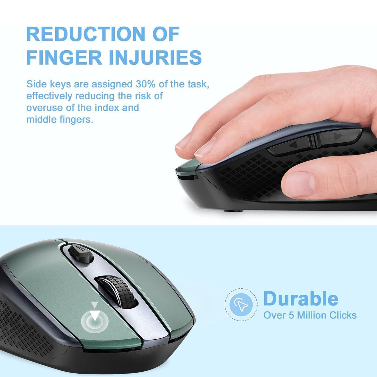 cimetech Wireless Mouse for Laptop, Portable Slim Silent Design for Left & Right Hand Users, Storable Nano Receiver, 800-1600 DPI, 2.4G Compact Computer Mice for MacBook, PC, Windows, Chromebook