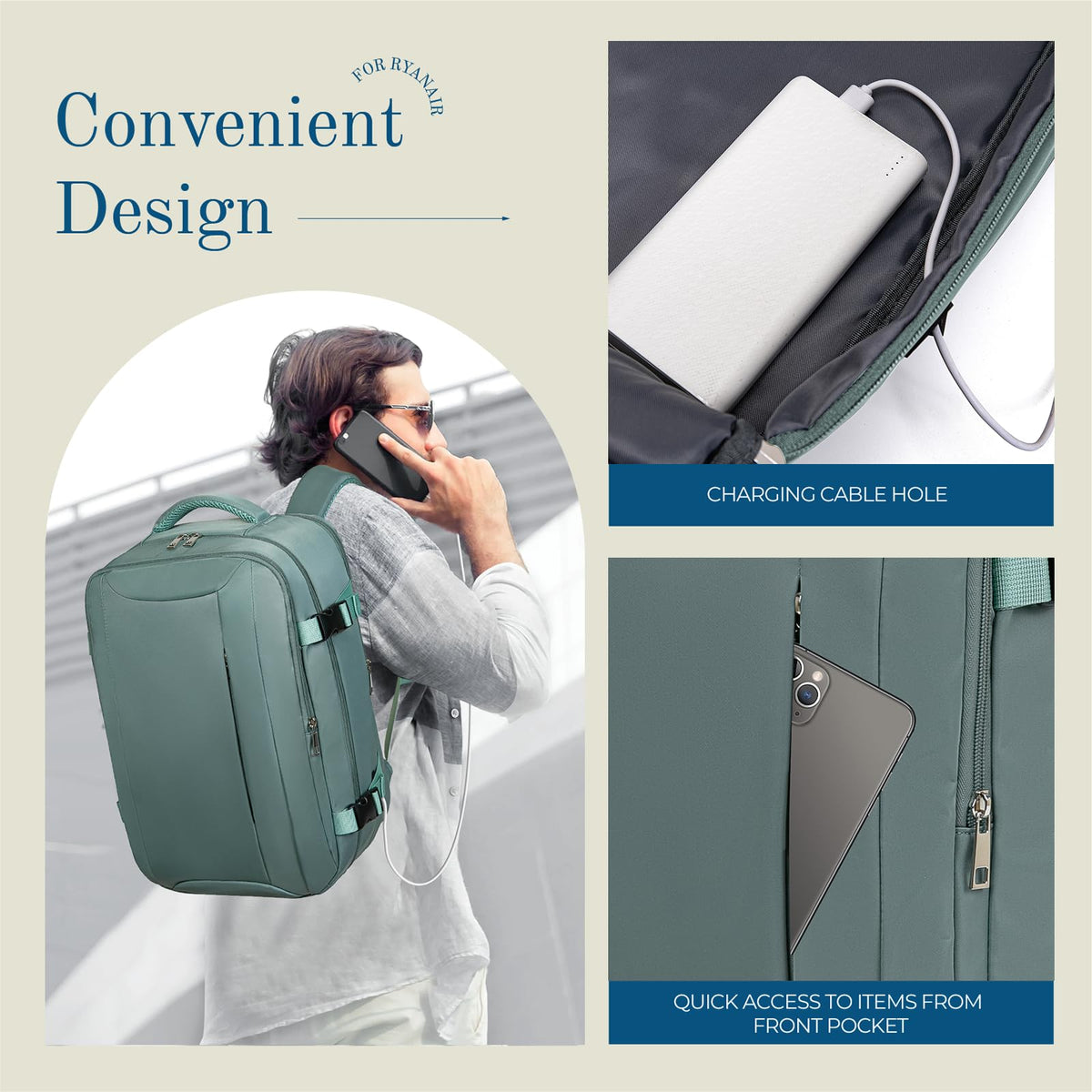 Lossga for Ryanair Cabin Bags 40x30x20,Cabin Bag Travel Backpack