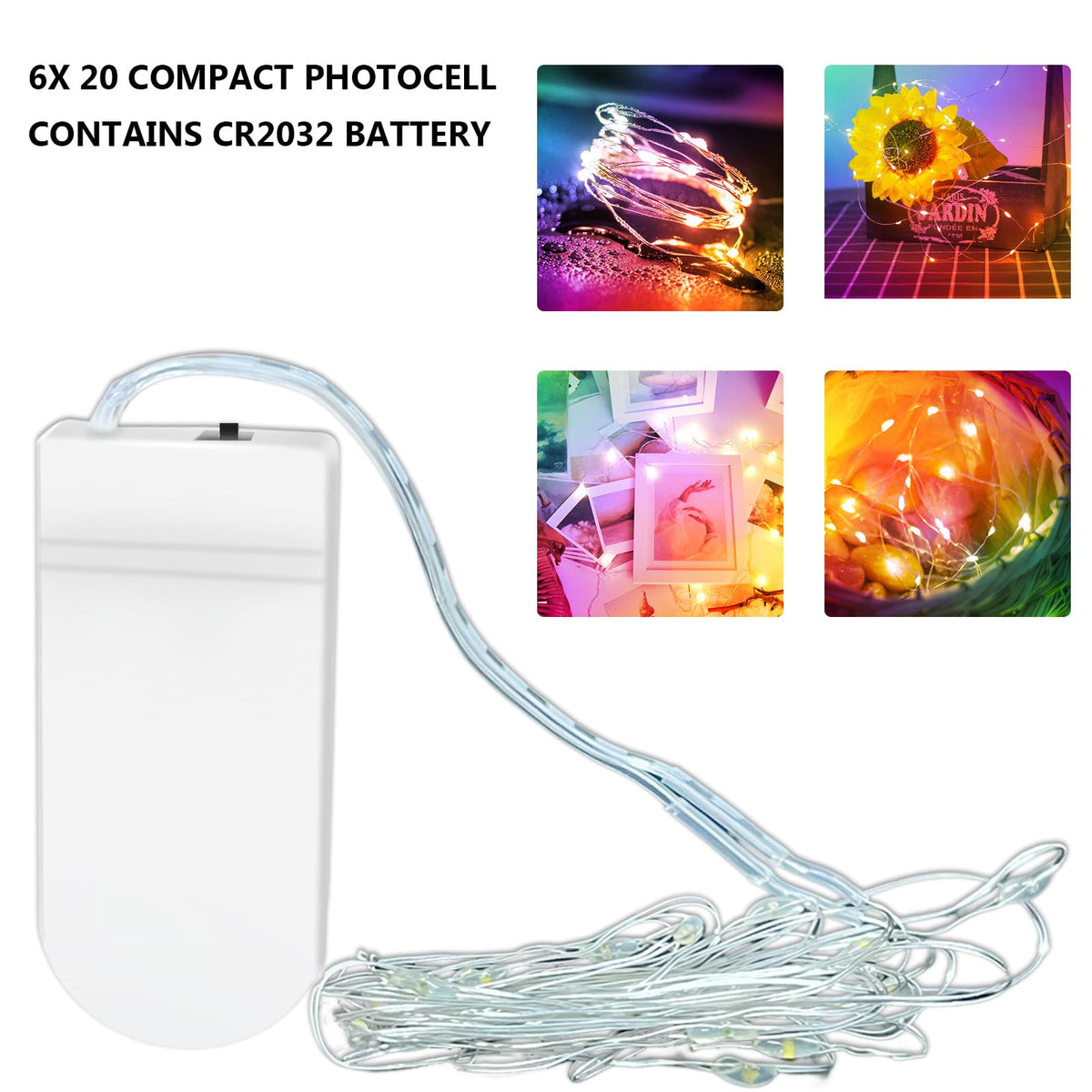 Jsdoin Fairy Lights, 6 Pack 2m 20 Led Battery Operated String Lights Copper Wire Light for Indoor Outdoor Lighting, Bedroom, Wedding Decor, Party, Christmas, Tree Decoration (Warm White)