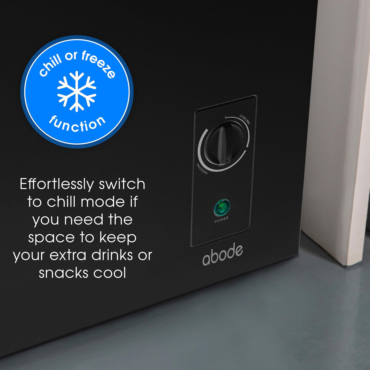 Abode Freestanding White Chest Freezer 99L with Removable Wire Basket & Counter Balance Lid, Adjustable Thermostat, 4 Star Freezer, Suitable for Garages & Outbuildings A99CF0E1W