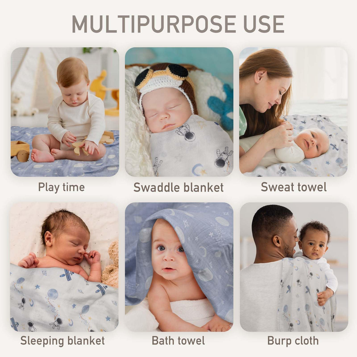 GLLQUEN BABY Muslin Squares Cloth for Baby 6pack 70cm x 70cm