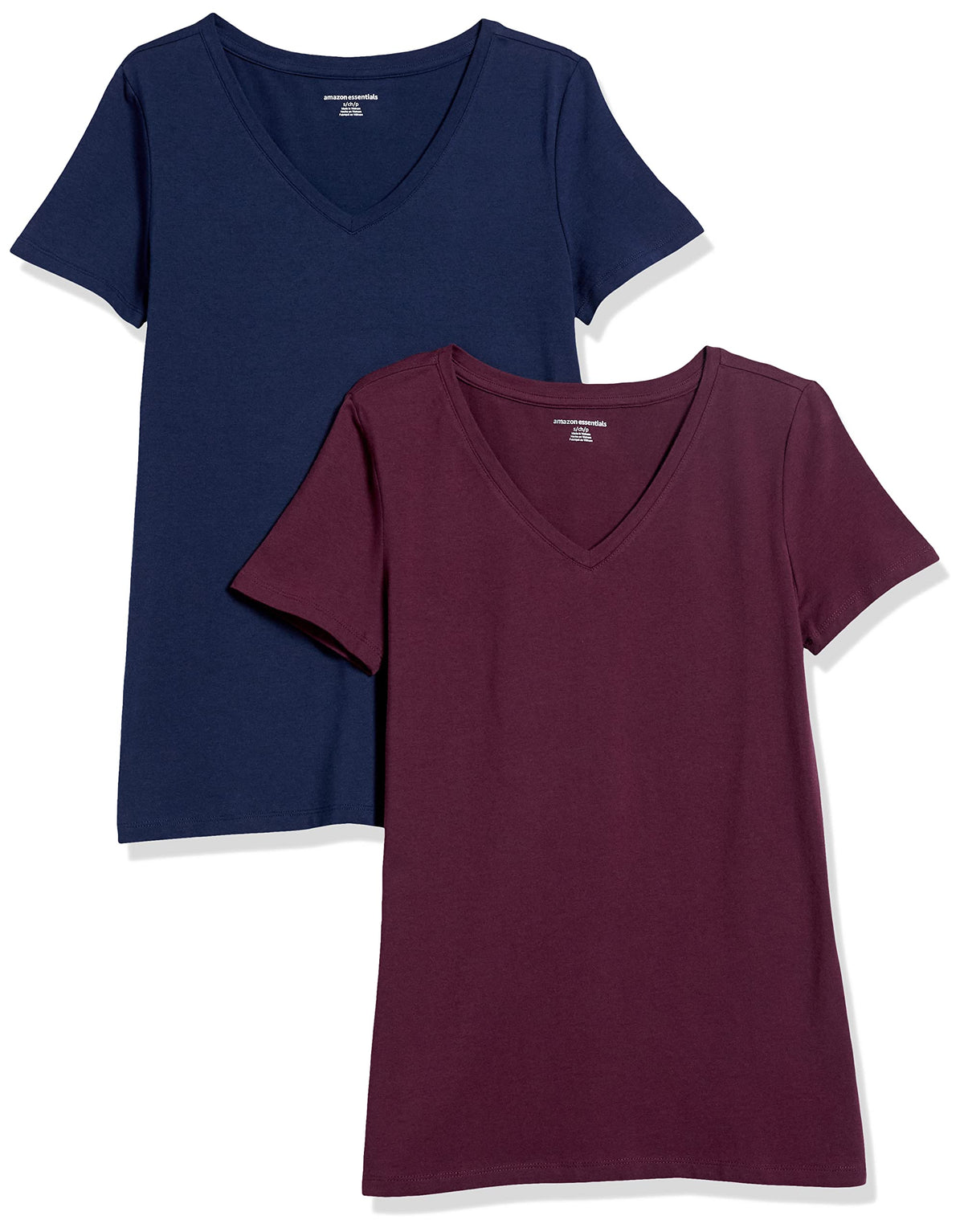 Amazon Essentials Women's Regular-Fit Short-Sleeve V-Neck T-Shirt, Multipacks