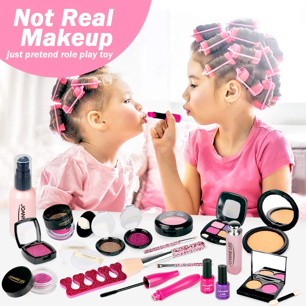 Pretend Makeup Toy Set - 22 PCS Safe Non-Toxic Fake Make Up Set Cosmetic Beauty Kit Role Play Gift for Little Girls Kids Children Age 3 4 5