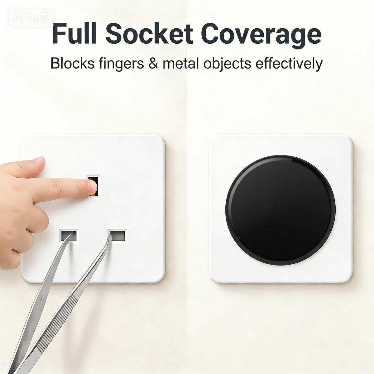 Baby Safety Socket Covers 10 Pack, Child Proof 3-Pin UK Plug Protectors, BPA-Free Socket Guards for Home Indoor, Easy to Install White