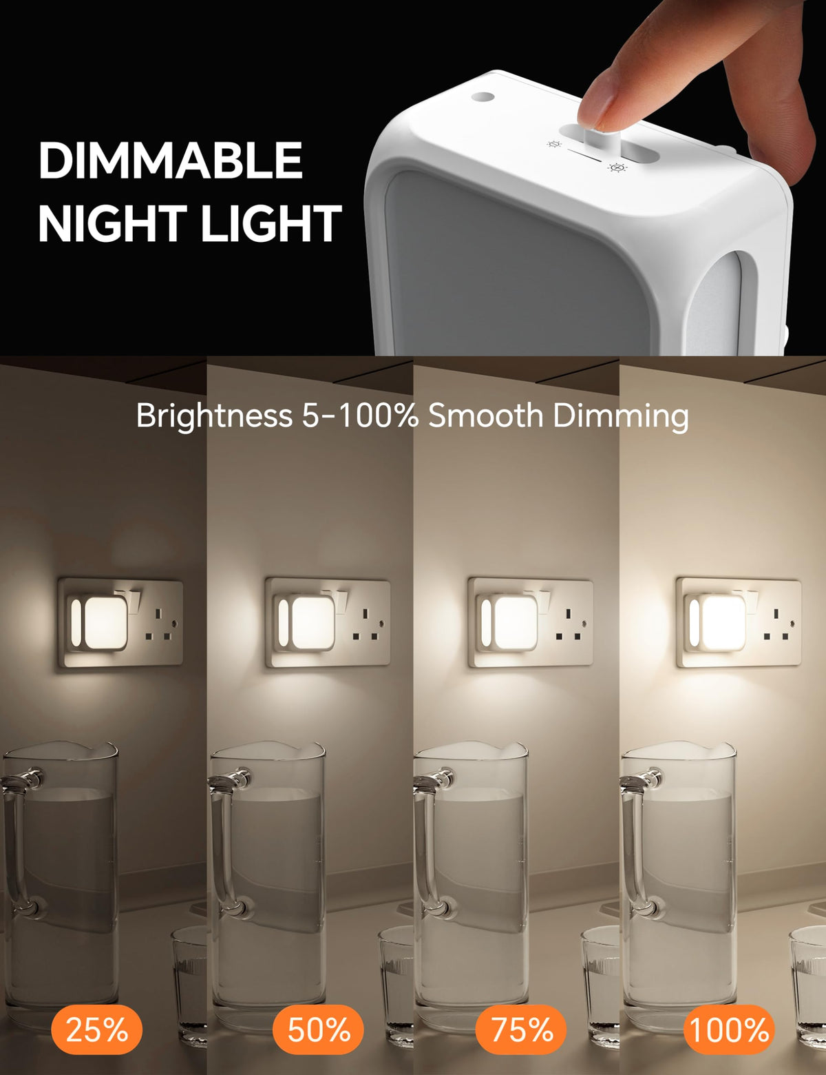 PURSNIC Night Light Plug in Wall, Dusk to Dawn, 3000K Warm White, 4 Pack