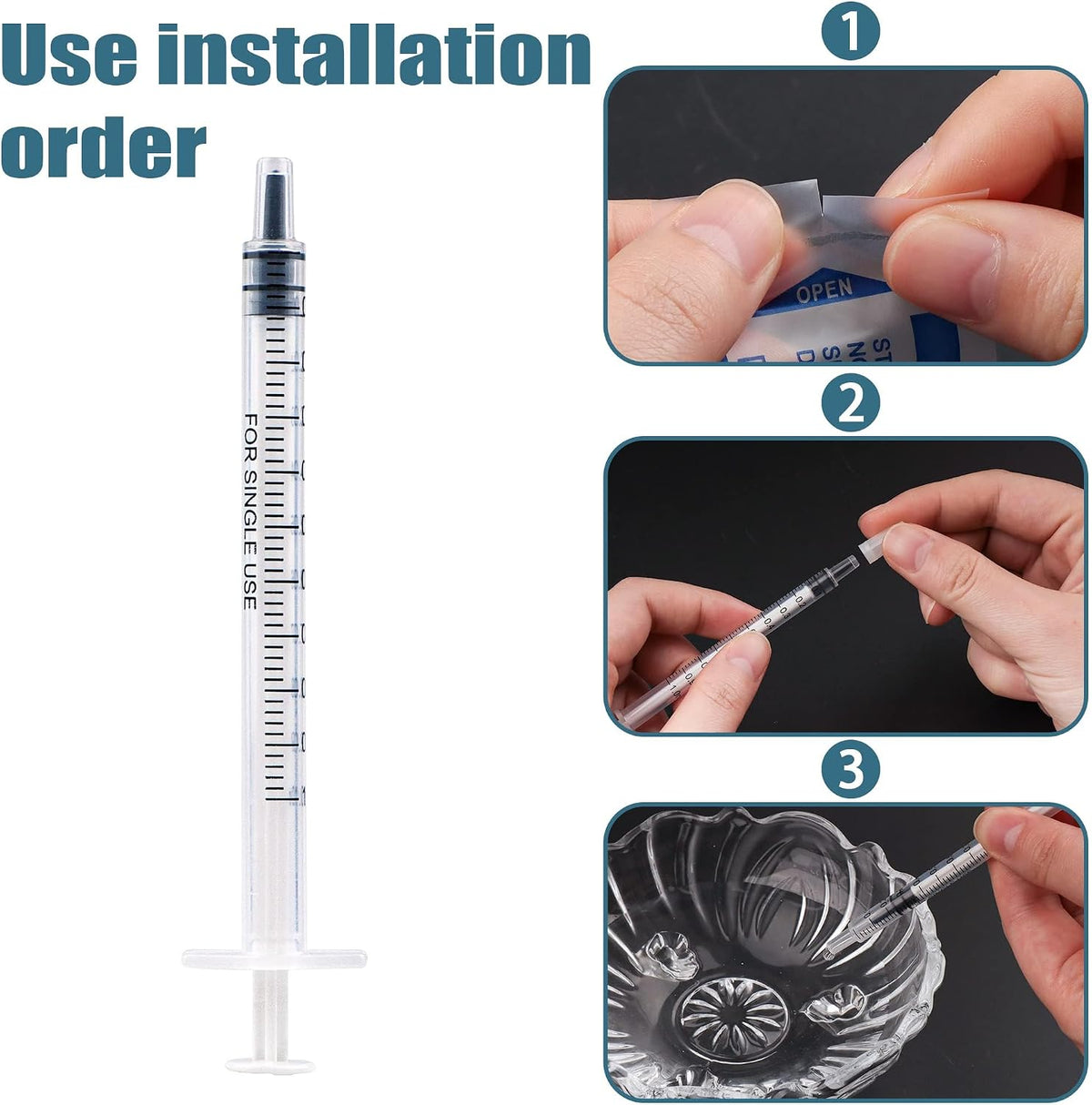 60Pcs 1ml Colostrum Syringe Plastic Syringes With Caps No Needle